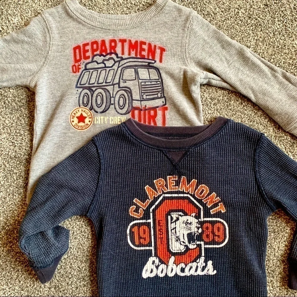 Two Waffle Knit Long Sleeved Tops - 18 Months